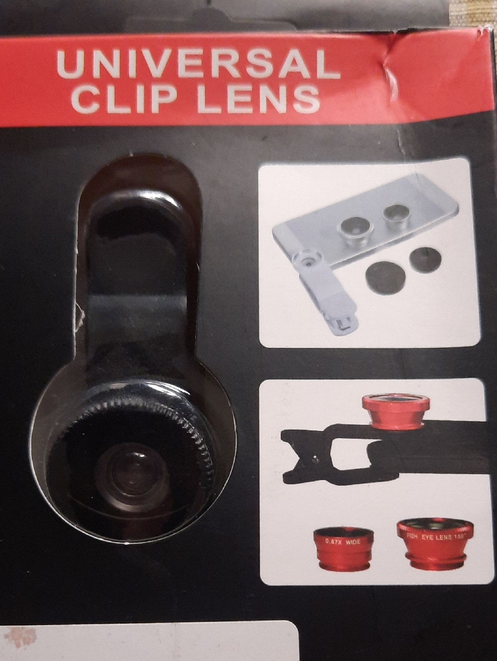 Universal Clip Lens - Black and Red